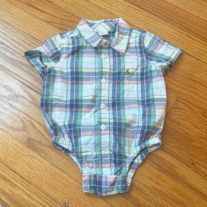Baby Gap 6-12M Plaid Short Sleeve Button Down Onesie